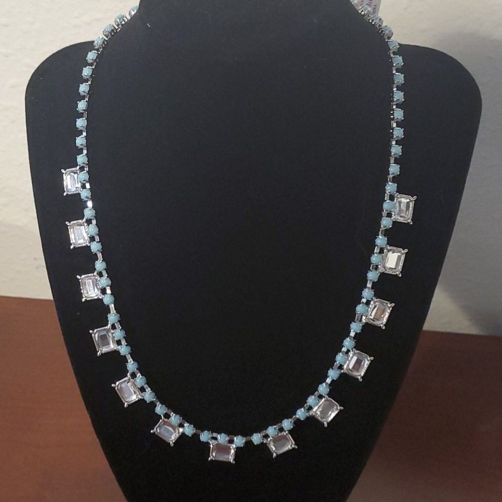 3/$18 Lia Sophia Necklace with blue beads and rhinestones - New - Lot 637